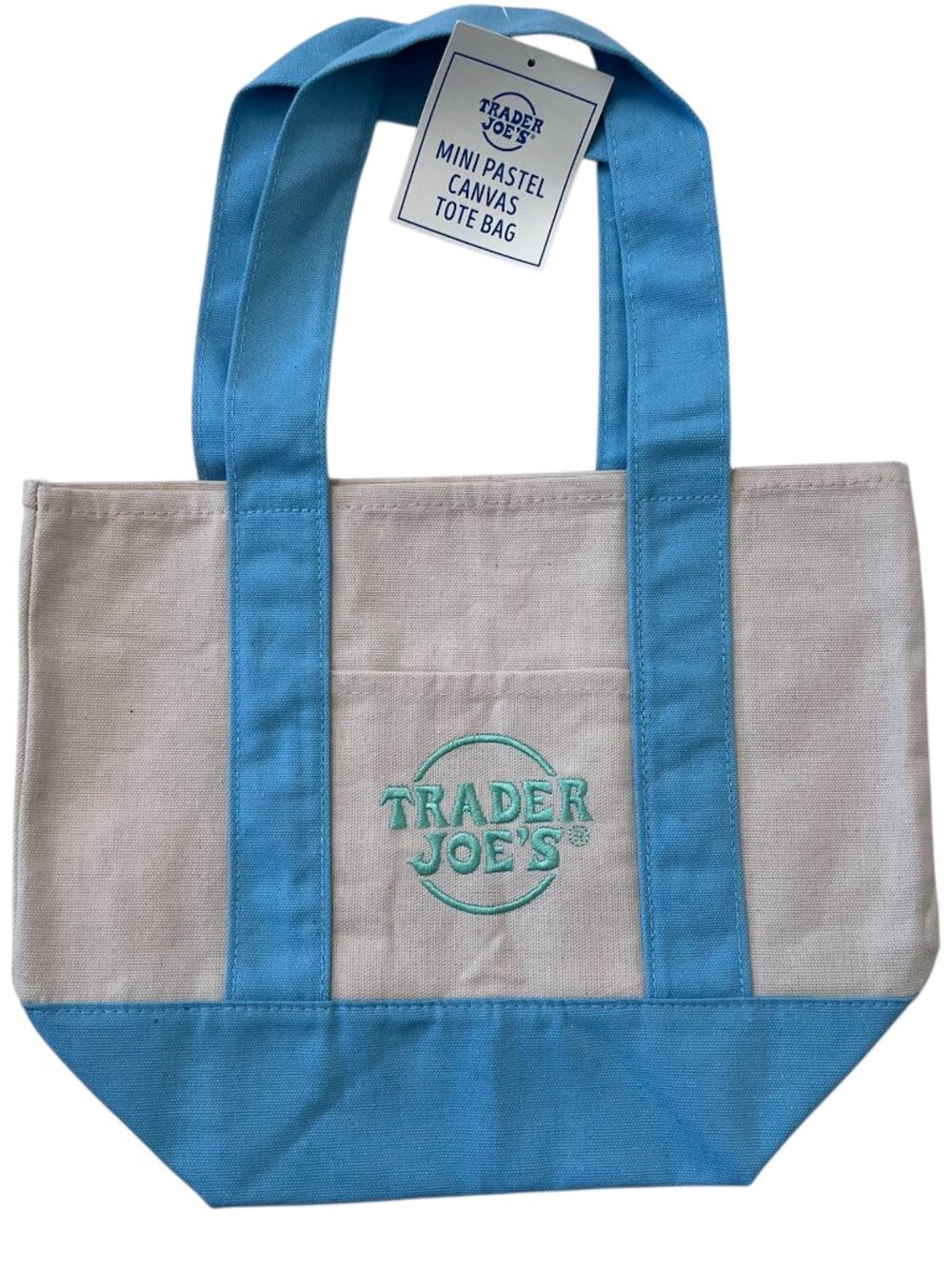 Trader Joe's 2026 Spring Mini Pastel Canvas Tote Bag Baby Blue Limited Edition